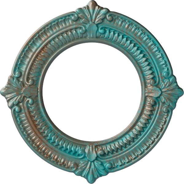 Ekena Millwork Benson Ceiling Medallion (Canopies up to 6 1/8"), 11 1/8"OD x 6 1/8"ID x 5/8"P, Copper Green Patina CM11BNCGS - main